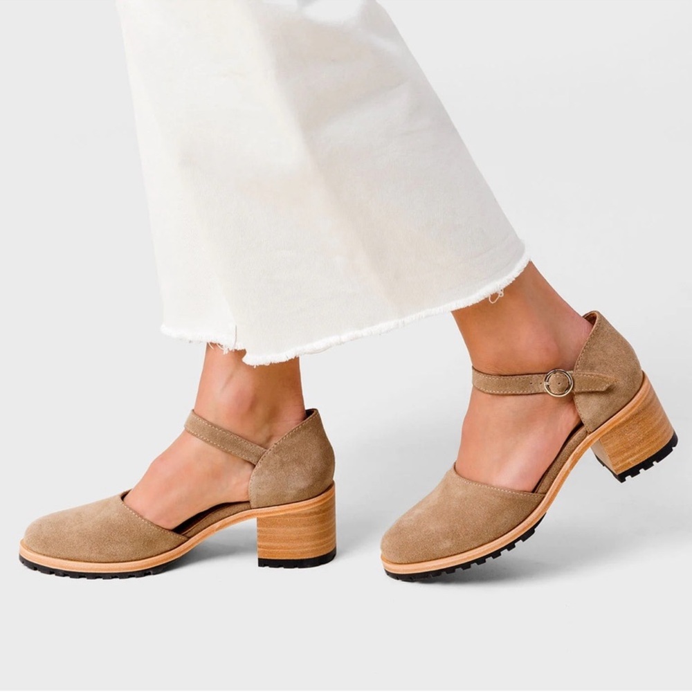 Portland Leather Patina Heeled Mary Jane Taupe